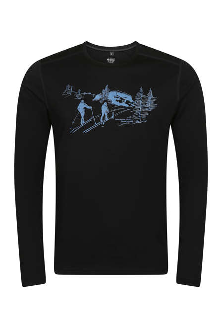 Fotogalerie Pánské merino triko FURRY LONG black (Northbound)