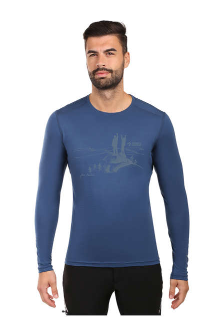 Fotogalerie Pánské merino triko FURRY LONG navy (Northbound)
