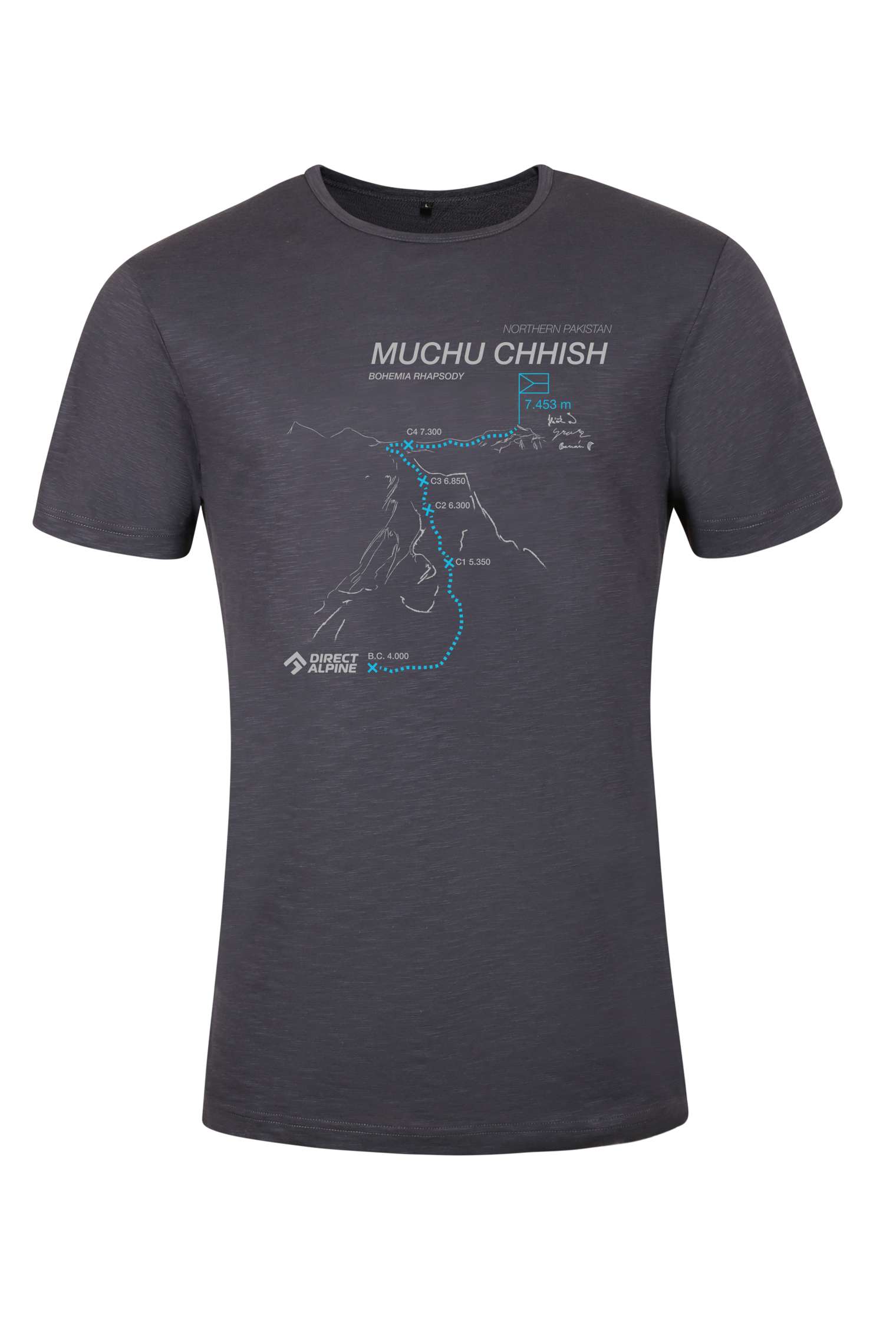 Levně Pánské Lehké Bavlněné Tričko Bosco Anthracite (Muchu Chhish)