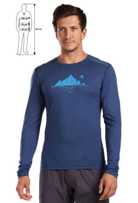 Fotogalerie Pánské merino triko FURRY LONG navy (Glacial lake)
